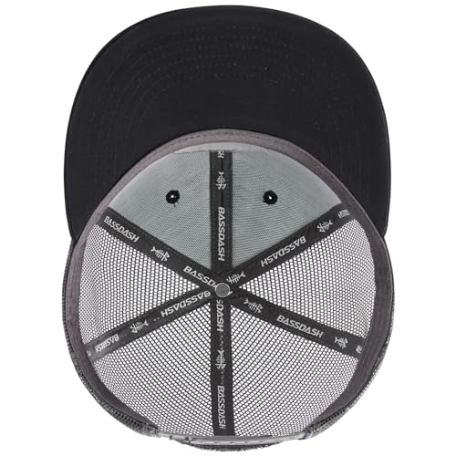 BASSDASH Flat Brim Trucker Cap Adjustable Snapback Hat Mesh Back for Men Women - color: Rainbow Trout