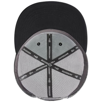 BASSDASH Flat Brim Trucker Cap Adjustable Snapback Hat Mesh Back for Men Women - color: Rainbow Trout