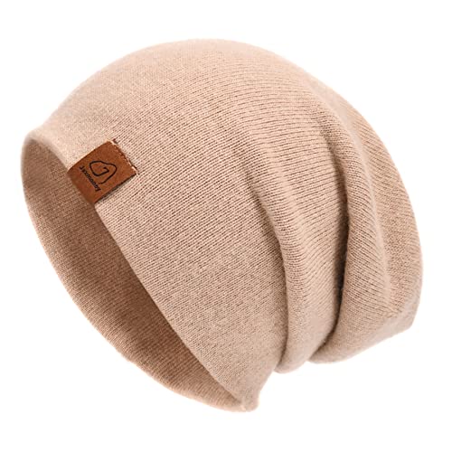 jaxmonoy Slouchy Knit Beanies Winter Hats for Women Men Soft Warm Reversible Slouch Cuffed Skull Knitted Beanie Cap - color: Khaki