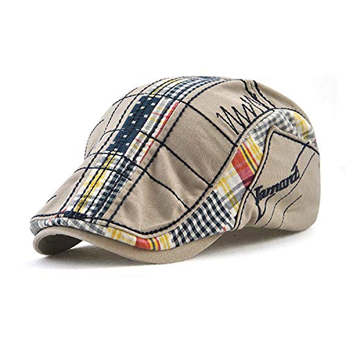 MOACC M Men Beret Hat Cotton Buckle Adjustable Newsboy Hats Cabbie Gatsby Cap - color: Hat-t1-grey