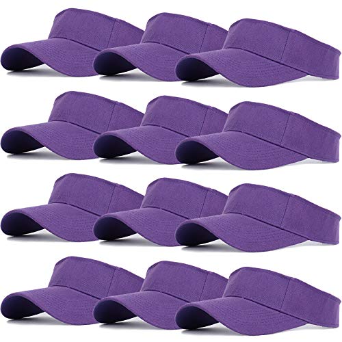 Ultrafun 12 Pack Sun Visor Hats Women Men Outdoor Sports Beach - color: 12pack-purple