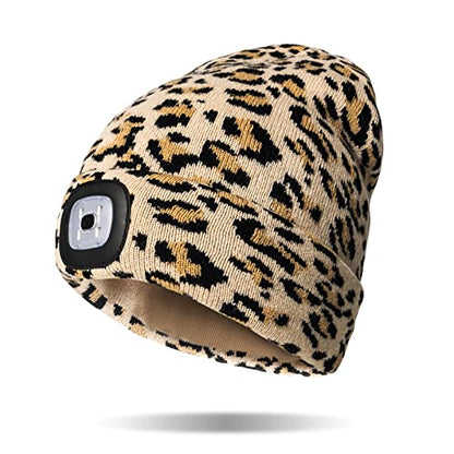 Classic Rechargeable LED Warm Knit Beanie Head Light Hat Headlamp for Outdoor Activities - color: Wildcat