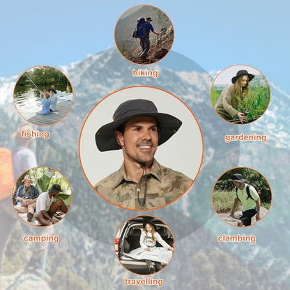 Plus Size XL XXL Sun Hats for Men Bucket Boonie UV Protection UPF50+ Waterproof Wide Brim Foldable Fishing Beach - color: Plc927army Green, size: Large-X-Large