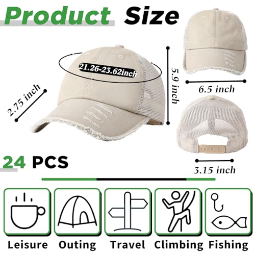 Suhine 24 Pcs Blank Trucker Hat Bulk,Unisex Baseball Cap - color: Light Khaki