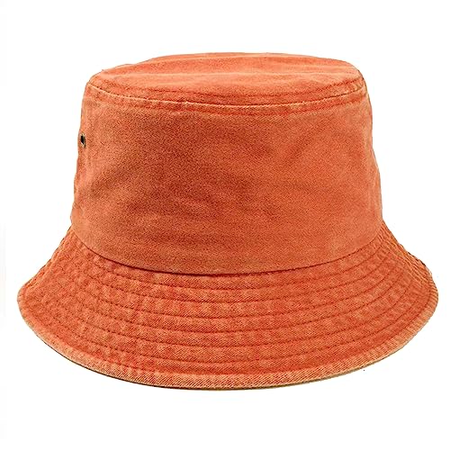 Premium Cotton Bucket Hats,Packable Hats for Men Women,Summer Bucket Hat,Fishing Sun Hats - color: Orange