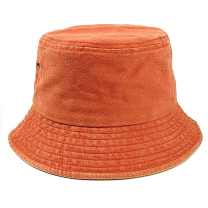 Premium Cotton Bucket Hats,Packable Hats for Men Women,Summer Bucket Hat,Fishing Sun Hats - color: Orange