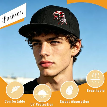 Pineapple Hat Flat Bill Baseball Hats for Men Fashion Black Baseball Cap for Women Adjustable Flat Brim Trucker Hat - color: Blood Splatter
