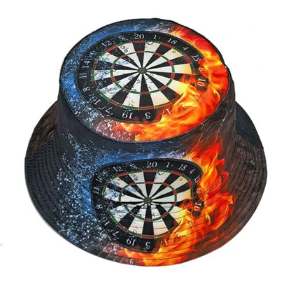 Printed Bucket Hat - Reversible Packable Summer Travel Beach Sun Cap for Men Women Teens - color: Dartboard Fire