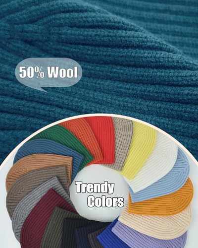 ROYBENS Wool Beanie for Men Women, Seamless Knit Warm Winter Hat Skull Caps - color: 1pcs-steel Blue