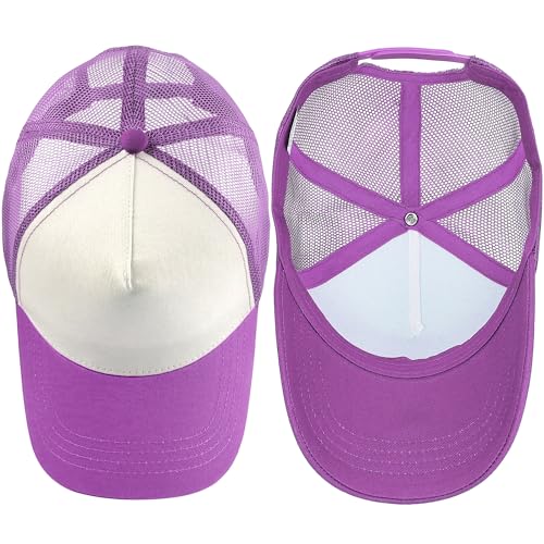 Falari 12 Pack Bulk Wholesale Mesh Trucker Hats 5 Panel and 6 Panel Baseball Caps for Men and Women - color: 5 Panel - Lavender
