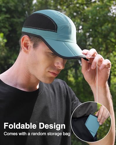 GADIEMKENSD Mens Folding Outdoor Hat Long Brim UPF 50+ Sun Protection - color: Folding Sky Blue
