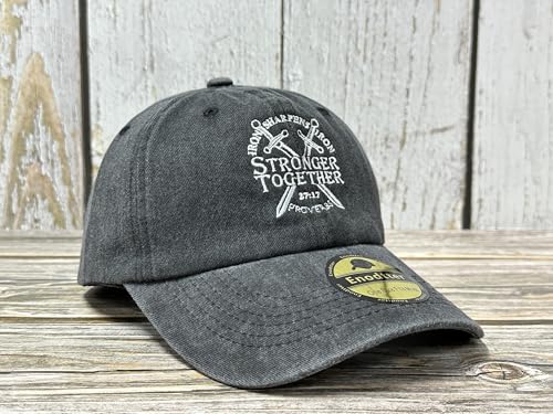 Embroidered Baseball Caps for Men and Women - color: Christian Stronger Together (Washed Black)