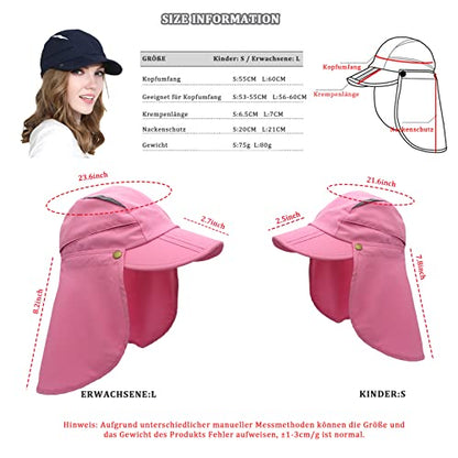 Hat with Neck Protection Detachable Multi-Purpose Summer Sun Hat Sun Protection Breathable Quick Dry UV Protection - color: Pink, size: Large