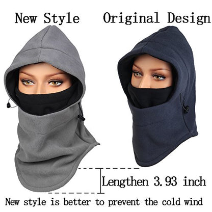 Warm Fleece Balaclava Ski Bike Full Face Mask Neck Warmer Winter Sports Cap - color: Grey Black