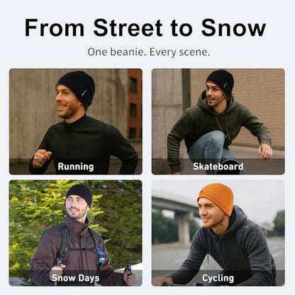 TOP-EX PolarWool™ Wool Beanie Hat for Men Women Fleece Lined Skull Cap Winter Knit Hat Watch Caps Reversible & Windproof - color: Black, size: X-Large-XX-Large