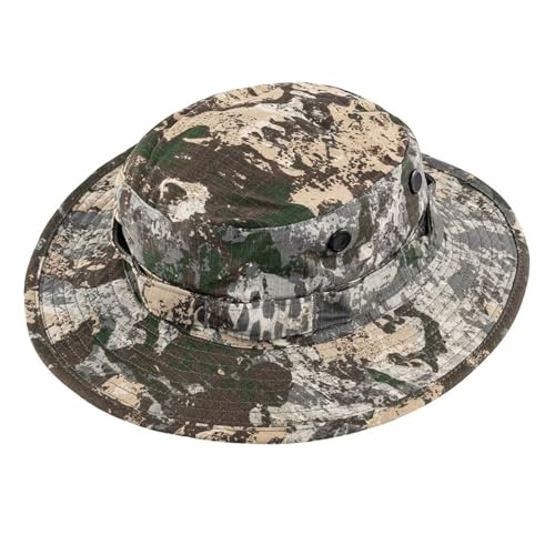 Mil-Tec Unisex Cotton Ripstop Boonie Hat - Durable Lightweight Tactical Outdoor Vented Wide Brim Hat w/Adjustable Chin Strap - color: Phantomleaf Wasp I Z1b, size: Medium