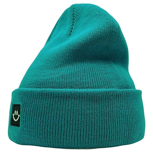 55cube Unisex Winter Beanie Hats Warm Thick Knit Cuffed Skullcaps - color: Peacock Green