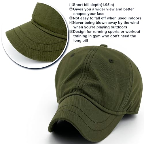 Loneshark Short Brim Baseball Cap for Running Small Bill Umpire Hat - color: Green