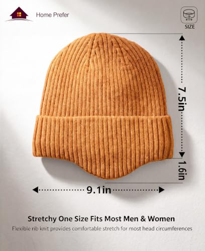 Home Prefer Fleece Lined Rib Knit Cuffed Beanie with Earflaps for Men Women - color: Yellow