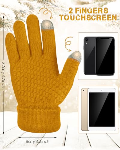 Syhood 4 Pcs Hat and Glove Set Winter Beanie and Glove Set - color: Black and Yellow