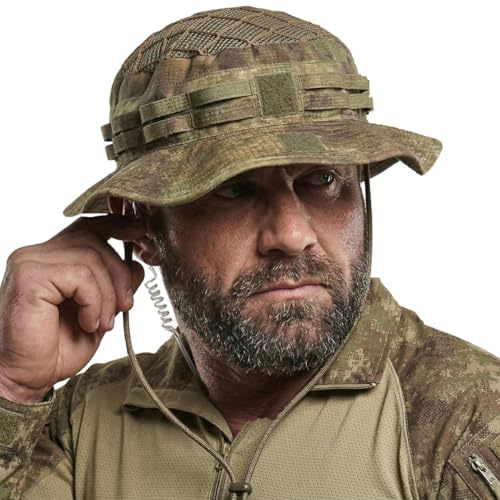 CQR Men's Tactical Boonie Hat, Breathable Packable Sun Hat for Hunting, Hiking, Fishing, Shooting, and Outdoor Activities - color: Sentinel Fractal Camo, size: Small-Medium