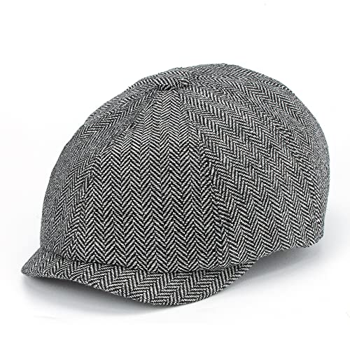 Men's 8 Panel Newsboy-Cap Cotton Gatsby Ivy Golf Adjustable-Flat- Caps Driving-Hat - color: Grey