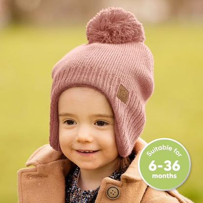 KeaBabies Baby Beanies, Winter Baby Hats for Boys, Girls (Tea Rose, 6-36M) - color: Tea Rose