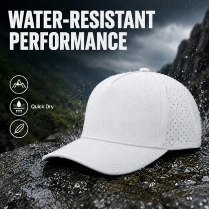 Quick Dry Baseball Cap Waterproof Snapback Trucker Golf Hat for Men Women - color: White