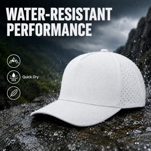 Quick Dry Baseball Cap Waterproof Snapback Trucker Golf Hat for Men Women - color: White