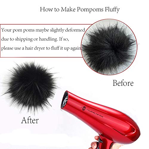 Pack of 6 Detachable Faux Fox Fur Pom Poms for Hats with Snap 4.3inch/11CM DIY Handmade Accessories (Gray) - color: Gray
