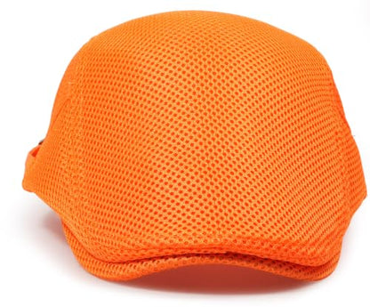 Initlove Mens Mesh Newsboy Cap Breathable Beret Ivy Hat Cabbie Driving Hats for Women - color: Orange
