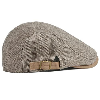 Newsboy Hat for Men Flat Cap Adjustable Tweed Ivy Gatsby Cabbie Hat - color: Khaki