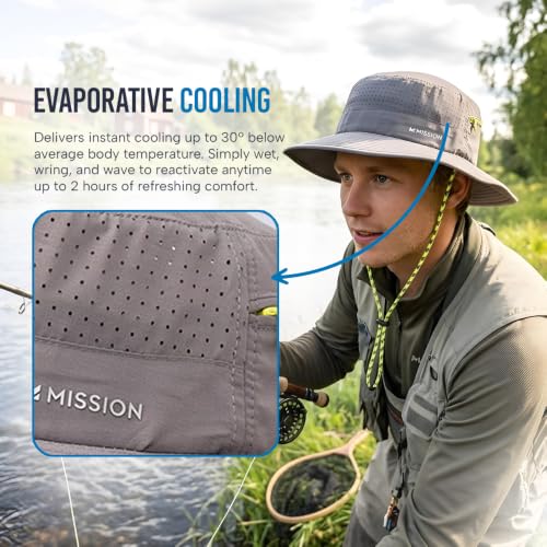 MISSION Cooling Anywhere Boonie Hat - Unisex Wide-Brim Hat for Men & Women - Cools Up to 2 Hours - UPF 50 Sun Protection - color: Charcoal