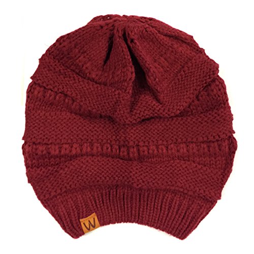 allydrew Winter Thick Knit Beanie Slouchy Beanie for Men & Women - color: Burgundy
