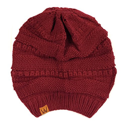 allydrew Winter Thick Knit Beanie Slouchy Beanie for Men & Women - color: Burgundy