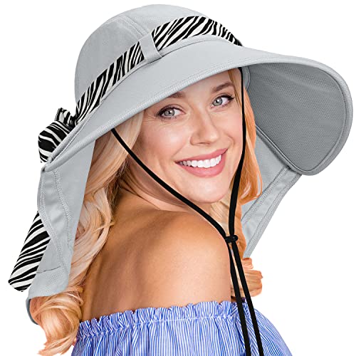 Tirrina Women's Sun Hat Wide Brim, UV Protection Sun Hats for Women - color: Silver