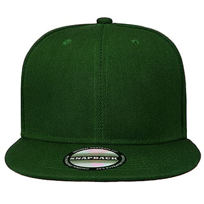 Falari Wholesale 12 Pack Snapback Hat Cap Hip Hop Style Flat Bill Blank Solid Color Adjustable Size - color: 12-pack Hunter Green
