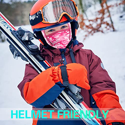 GoxRunx Kids Balaclava Ski Mask,Fleece Face Mask Neck Warmer for Boys Girls,Windproof Face Cover for Cold Weather - color: Pink Camouflage
