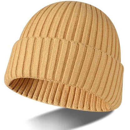Beanie Warm Cap Knitted Thick Hat Double Layer Skull Ski Cap Winter Soft Elastic Windproof Unisex Men Women - color: Khaki