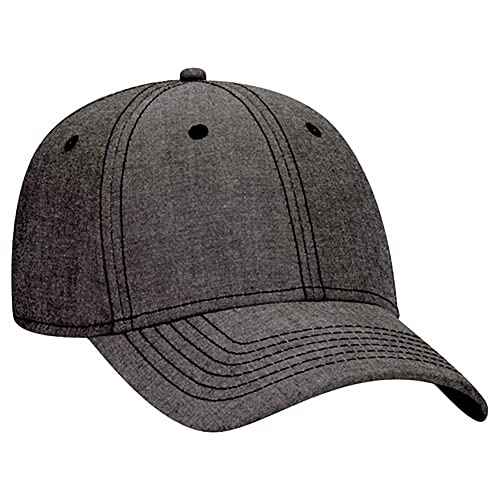 Ashen Fane 6 Panel Structured Low Profile Superior Cotton Twill Basic Baseball Hat - color: Chambray Black