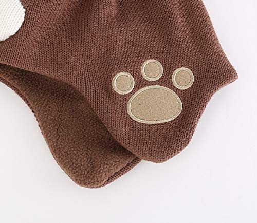 Baby Infant Toddler Fleece Lined Knit Hat Kids Winter Earflap Pom Beanie - size: 6-24 Months
