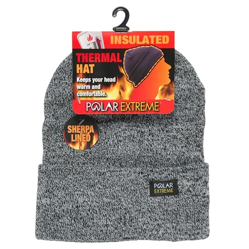 Polar Extreme Men's Sherpa-Lined Knit Winter Hat – Warm, Gift for Dad, Cold Weather - color: Grey Marled