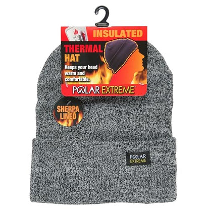 Polar Extreme Men's Sherpa-Lined Knit Winter Hat – Warm, Gift for Dad, Cold Weather - color: Grey Marled