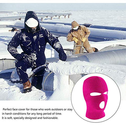 3-Hole Ski Face Mask Balaclava for Men and Women,Set of 2 - color: Rose Red