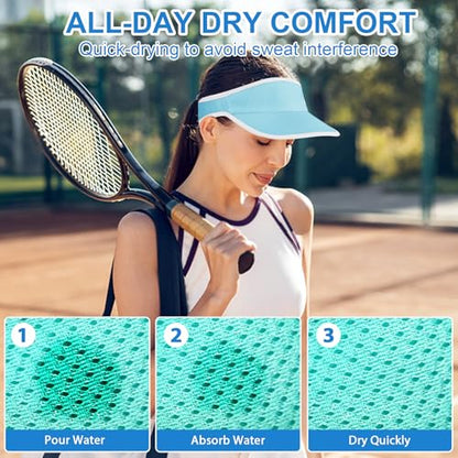 Sports Sun Visor Hat for Women Men, Lightweight Quick-Dry Sun Hat - color: Light Blue/2.0