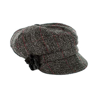 Newsboy Hat for Women's Cap 8 Panel Wool Made in Ireland - color: Dark Gray