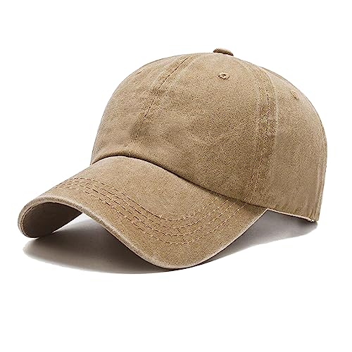 NPJY Baseball Cap Golf Dad Hat Adjustable Original Classic Low Profile Hat - color: Khaki(washed)