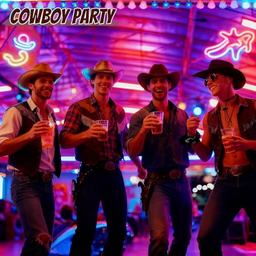 12 Set Cowboy Hats with Bandanas, Felt Western Cowgirl Hats Bulk