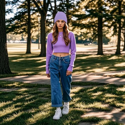 Pistha Beanie for Men Women-Knit Beanie Hats Skull Cap Winter Warm Hat - color: Purple