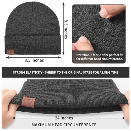 OZERO Mens Winter Hat, Fleece Lined Cuffed Beanie for Men and Women - color: Gray
